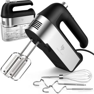 Hand Mixer Electric, 450W Kitchen Mixers with Scale Cup Storage Case, Turbo Boost/Self-Control Speed + 5 Speed + Eject Button + 5 Stainless Steel Accessories, For Easy Whipping Dough,Cream,Cake