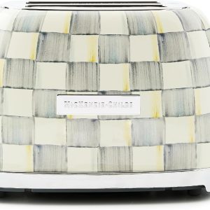 MACKENZIE-CHILDS 2-Slice Toaster, Decorative Toaster for Kitchen, Gray-and-White Sterling Check